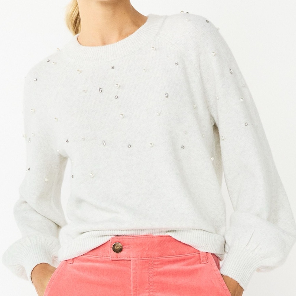 Draper James RSVP Long Sleeve Embellished Sweater Size Small Glitzy Glam Casual - Picture 2 of 9